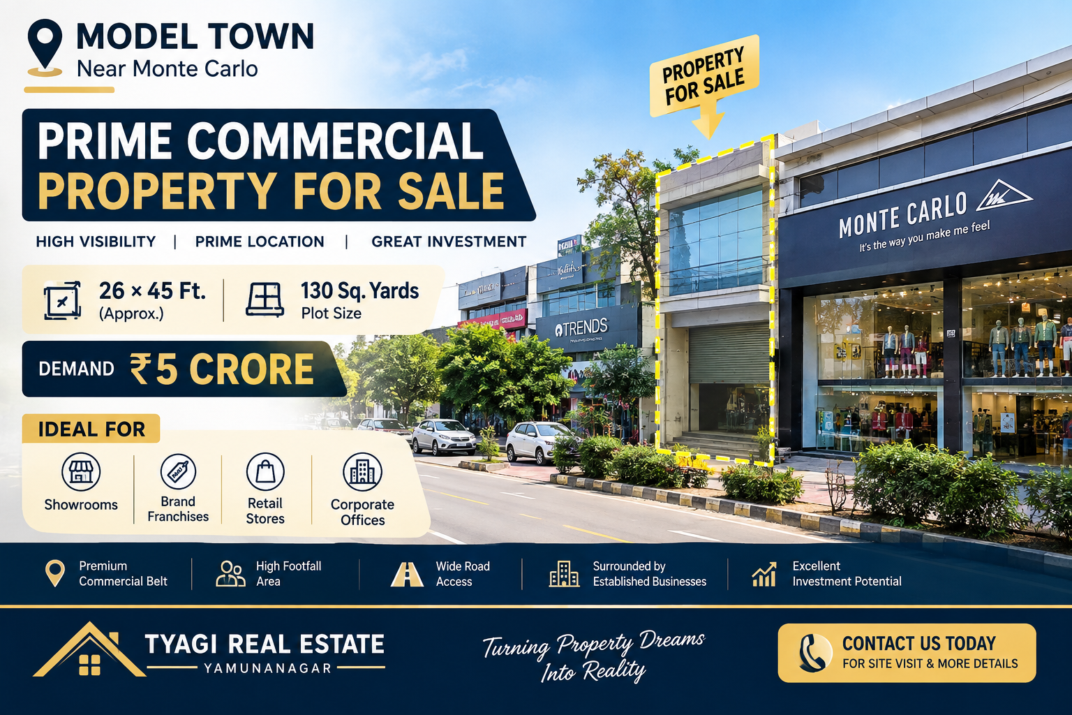 PRIME COMMERCIAL PROPERTY FOR SALE, Model Town, Near Monte Carlo  📍 Location: Premium Commercial Belt, Model Town